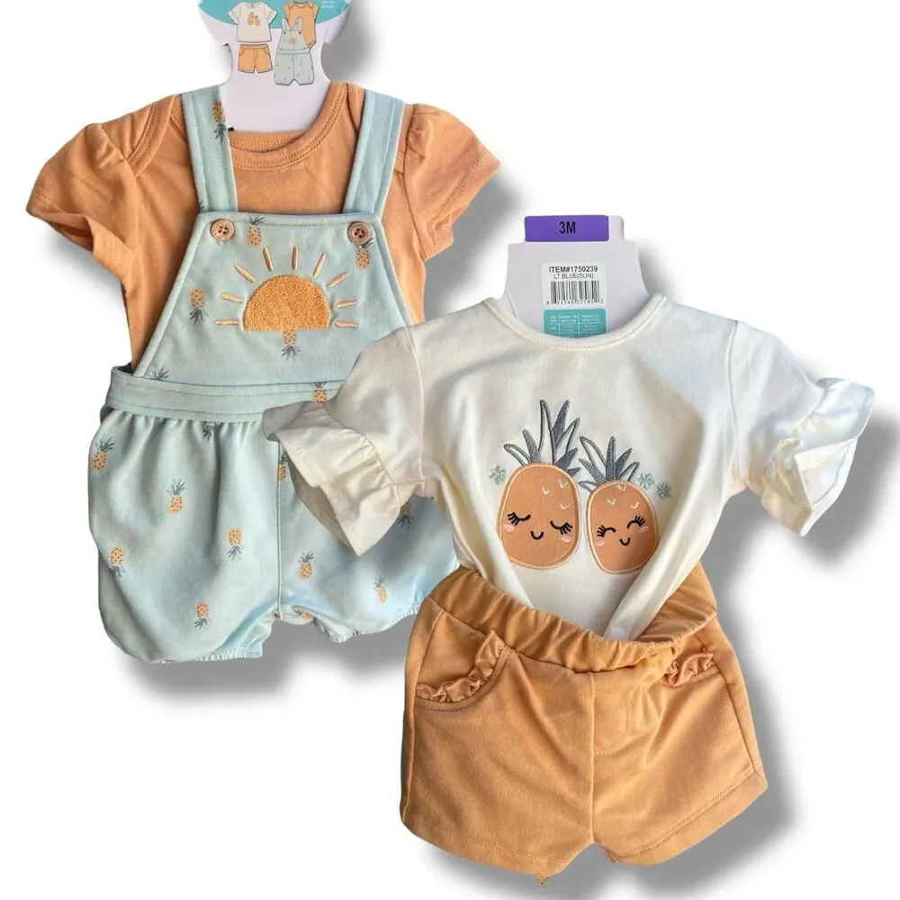 Baby Girl 2 Piece Summer Outfit Set Size 3M Cute Matching Clothes Twins